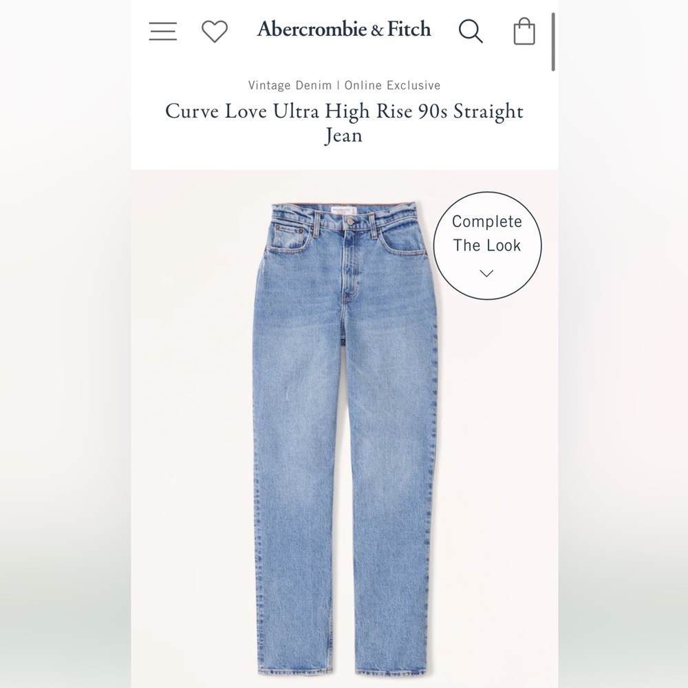 Abercrombie & Fitch curve love 90s straight jean, size 27